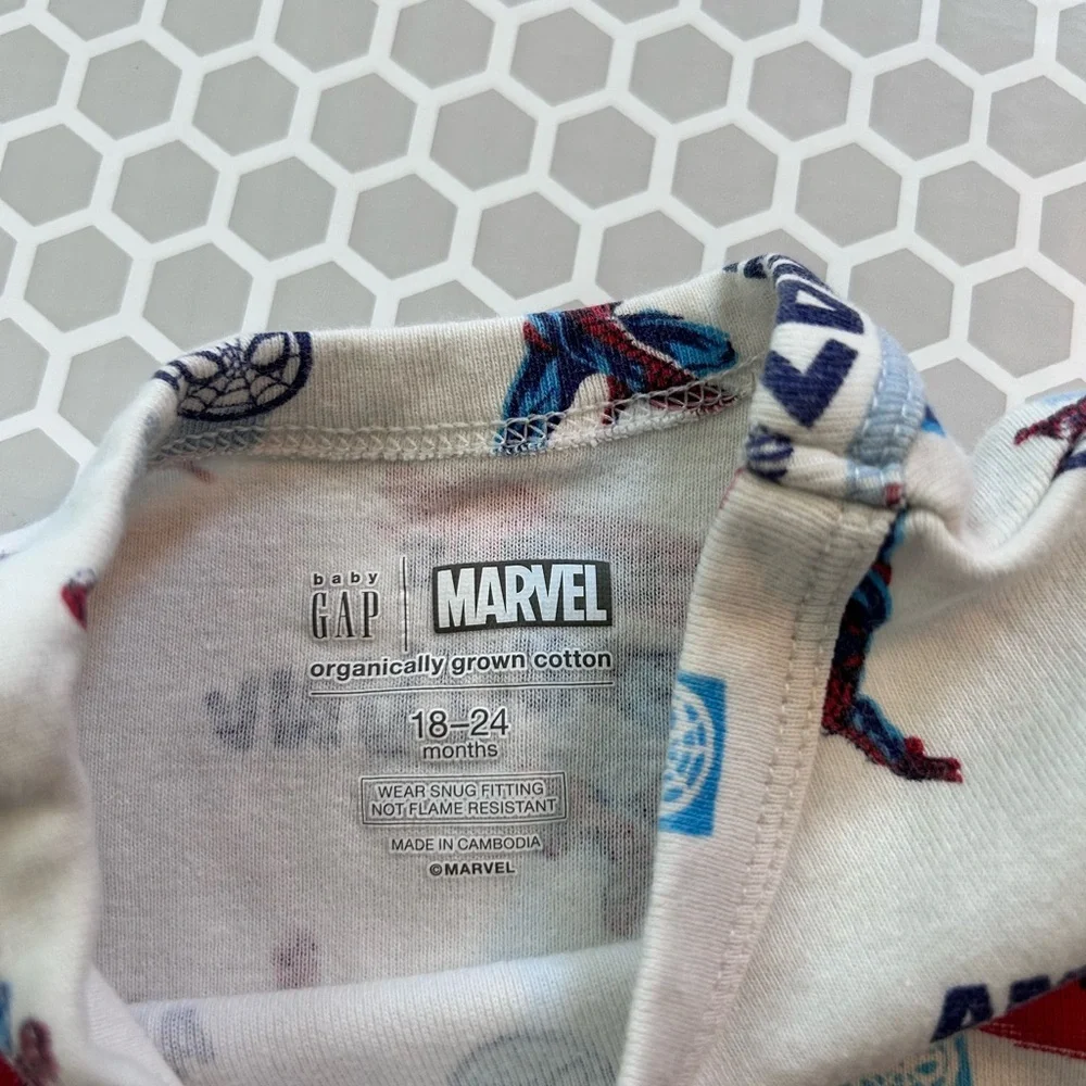 Marvel Baby Gap Toddler Pajama Set - White with Red & Blue Spider Graphics
